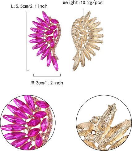 Flyonce Angel Wing Stud Earrings, Marquise-shaped Rhinestone Crystal Angel Wings Earrings for Women Girls in Saudi Arabia