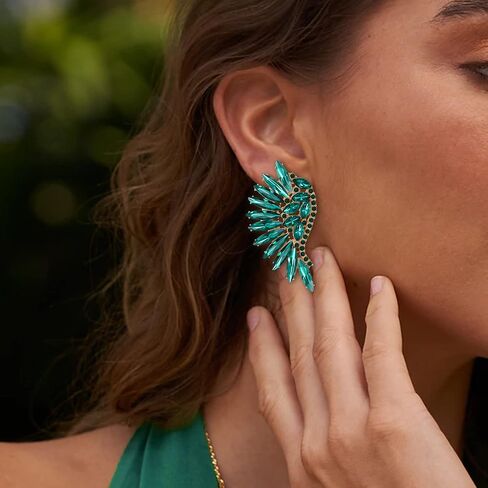 Flyonce Angel Wing Stud Earrings, Marquise-shaped Rhinestone Crystal Angel Wings Earrings for Women Girls in Saudi Arabia
