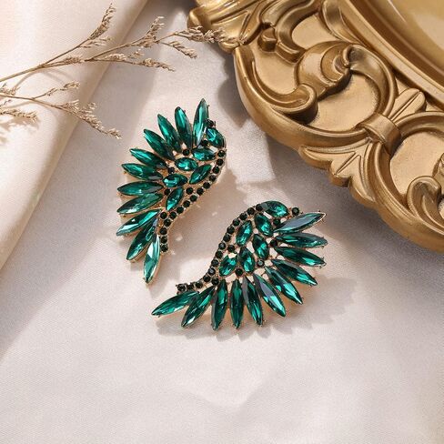 Flyonce Angel Wing Stud Earrings, Marquise-shaped Rhinestone Crystal Angel Wings Earrings for Women Girls in Saudi Arabia