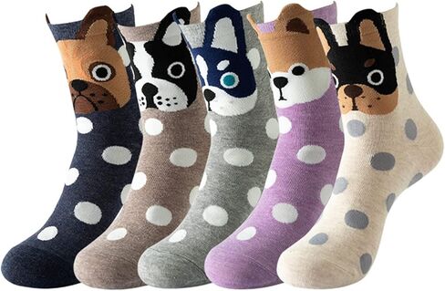 5 أزواج من الجوارب القابلة للتمدد على شكل حيوانات لطيفة على شكل قطة من KLCM للنساء، جوارب دائرية ممتعة ومبتكرة للفتيات، هدية عيد الميلاد للكلاب والثعلب والبومة والباندا in Kuwait