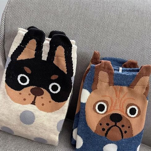 5 أزواج من الجوارب القابلة للتمدد على شكل حيوانات لطيفة على شكل قطة من KLCM للنساء، جوارب دائرية ممتعة ومبتكرة للفتيات، هدية عيد الميلاد للكلاب والثعلب والبومة والباندا in Kuwait
