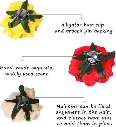 مشبك شعر على شكل زهرة راقصة الفلامنكو من Ever Fairy Rose (5 عبوات أزرق + أزرق أخضر + أخضر + أرجواني + أصفر) in Kuwait