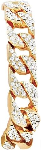 Charles Raymond Mens Silver Big Rocks with Roman Numerals Fully Iced Out Colorful Dial Watch w/Bling'ed Out Cuban Shiny Silver Bracelet - ST10327 RN Cuban in Kuwait