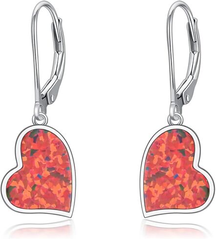 أقراط لاريمار طبيعية من JOERPH/أقراط على شكل قلب أحمر أوبال للنساء، أقراط من الفضة الإسترليني عيار 925 على شكل قلب متدلية على شكل قلب in Kuwait