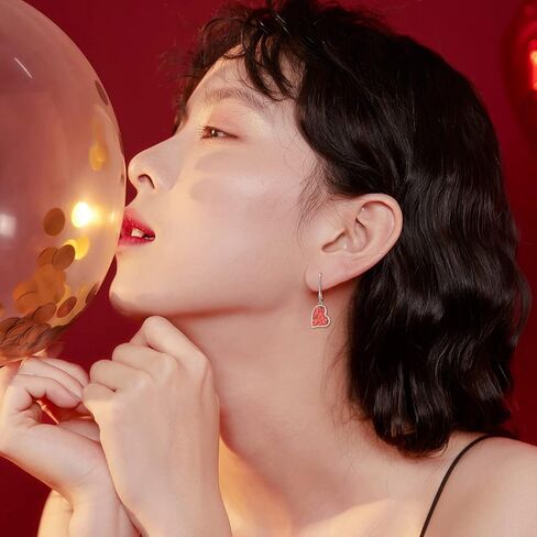 أقراط لاريمار طبيعية من JOERPH/أقراط على شكل قلب أحمر أوبال للنساء، أقراط من الفضة الإسترليني عيار 925 على شكل قلب متدلية على شكل قلب in Kuwait