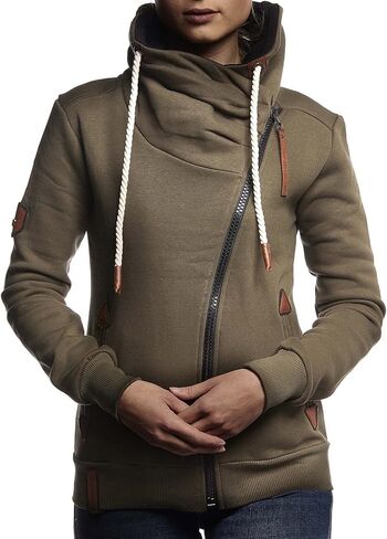 سترة Leif Nelson النسائية بغطاء للرأس مقاس كبير بسحاب كامل سترة بلوفر بأكمام طويلة كاجوال LN10260 in Kuwait