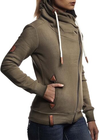 سترة Leif Nelson النسائية بغطاء للرأس مقاس كبير بسحاب كامل سترة بلوفر بأكمام طويلة كاجوال LN10260 in Kuwait