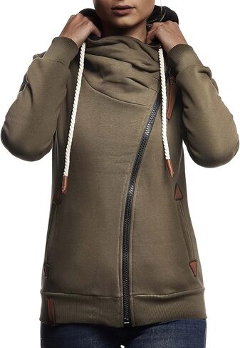 سترة Leif Nelson النسائية بغطاء للرأس مقاس كبير بسحاب كامل سترة بلوفر بأكمام طويلة كاجوال LN10260 in Kuwait