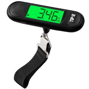 TIPRE Luggage Scale, 110lb Luggage Weight Scale Digital Suitcase Scale with Hook, Portable Weight Scale for Travel with Backlight LCD Display, Baggage Scale for Travelers, Battery Included - Black