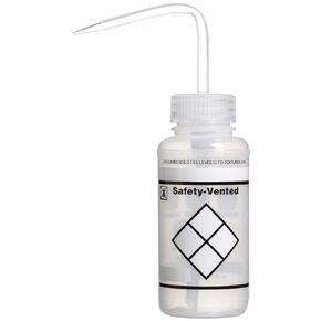 SP Bel-Art Safety-Vented/Labeled 2-Color Ethyl Acetate Wide-Mouth Wash Bottles; 500ml (16oz), Polyethylene w/Green Polypropylene Cap (Pack of 3) (F11642-0612)