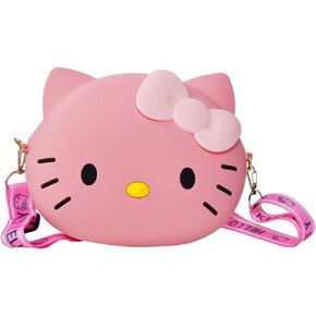 Kawaii Kitty Bag with Adjustable Shoulder Strap, Zipper Handbag Cute Kitty Coin Wallet Purse Shoulder Bag, Coin Pouch for Gifts Women Birthday - Pink
