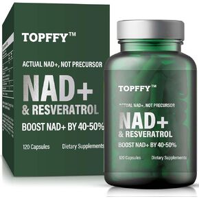 Topffy NAD+ & Resveratrol Supplement, NAD+ Boosting Supplement for Max Absorption for Support Cellular Energy, Aging Defense, 120 Softgels in Kuwait