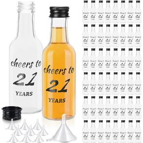 Bokon 50 Pcs Cheers to 21 Years Birthday Party Mini Liquor Bottles 1.7 oz Mini Wine Bottles for Guests Women Men 40th Birthday Anniversary Wedding Celebration Party Favors