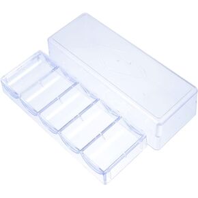 LABRIMP 5 Grid Plastic Compartment Storage Container,Chip Box Clear Container Clear Organizer Box for Washi Tapes, Craft, Beads, Jewelry, Small Parts