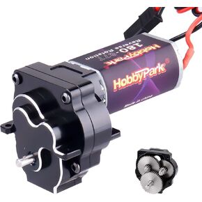 HobbyPark Metal Steel Ultra-Low Gears 40.3:1 Ratio 180 Brushed Motor Transmission Gearbox Assembly Set w/Pinion for 1/18 TRX4M Upgrades Parts (87T)