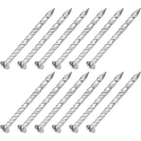 METALLIXITY Fence Deck Nails (51mmx3mm) 50Pcs, 304 Stainless Steel Spiral Shank Deck Nail - for House Repairing, Wall, Floor, Silver