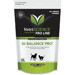 VetriScience Pro GI Balance Pro مكمل صحة الأمعاء للقطط والكلاب، 60 قطعة للمضغ