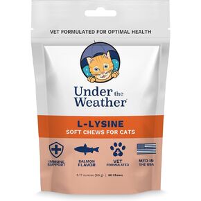 Under the Weather Pet Daily Cat L-Lysine | Boost Immune System Reduce Respiratory Symptoms | Maintain Normal Immune System Response | 60 Star Shaped Soft Chews