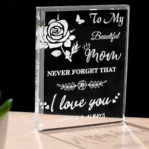 Gifts for Mom Mothers Day Gifts Mom Birthday Gift from Daughter Son Acrylic Keepsake Paperweight for Mom Grandma I Love You Mothers Day Christmas Crystal Keepsake Gift Ideas, 4 x 3 inch