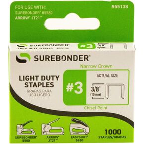 Surebonder 55138 خفيف الوزن بطول الساق 3/8 بوصة، دبابيس تاج .441 بوصة، نوع السهم JT21، عدد 1000 in Kuwait