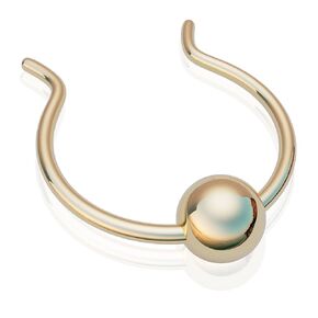 Clip on Septum Ring Hoop - Thin 20g Comfortable Fake Septum Piercing with a 3mm Gold Bead - Handmade 14K Gold Filled Faux Septum Piercing Hoop