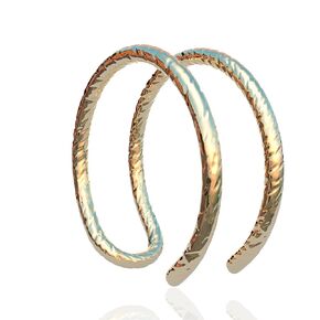 Tiny Cut Wire Gold Double Fake Hoop Nose Ring - Spiral Fake Nose Ring 20 Gauge Snug False Double Nose Piercing FauxThin Nose Piercings Hoops (Hammered Gold)