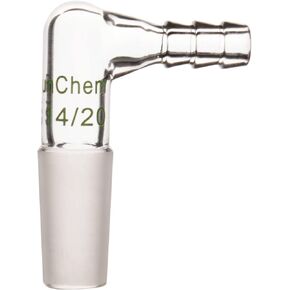 Borosilicate Glass 90 Degree Vacuum/Gas Adapter, Bent Inlet Adapter 14/20 Joint