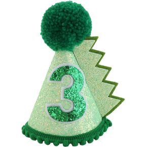 Dinosaur Birthday Hat Green 3rd Birthday Hat Decorations for Baby Girls Boys Handmade Natural Outfit First Birthday Party Hat