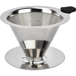 NKOVE Pour Over Coffee Dripper Stainless Steel Reusable Filter Paperless Cone Coffee Maker Dripper for 1-2 Cup