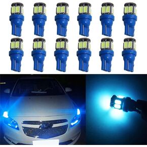 YaaGoo Compact Small bulb License Plate Lights Lamp,T10 168 194 2825 W5W,ice blue,12pcs