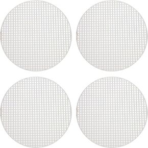 MECCANIXITY Plastic Mesh Canvas Sheet 17.5cm/ 6.8" White Round Blank Canvas for Embroidery Needlepoint, Knit Crochet Mesh, Pack of 2