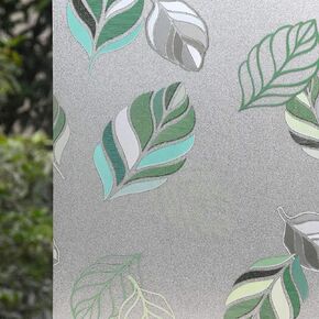 VSUDO 1 Roll 35.4" by 78.7" Static Cling Window Film for Privacy, Leaf Pattern Window Tint for Home, Window Glass Sticker for Office (19.37 Sq. Ft Total)