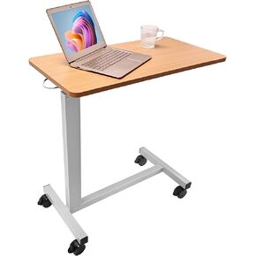 Skuehod Heavy Duty Height Adjustable Overbed Bedside Table Movable with Wheels for Hospital and Home Care Use