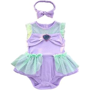 NEWEPIE Baby Girls Halloween Costume Princess Birthday Romper Tutu Dress w/Headband Christmas Party Fancy Outfits