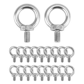 QWORK 5 Pack Stainless Steel M12 x 20mm Shoulder Lifting Ring Eye Bolt with Male Thread for Machinery, Ring Shoulder Eye Bolts