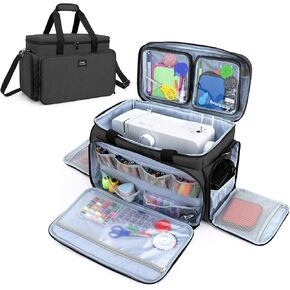 CURMIO Sewing Machine Carrying Case for Most Standard Sewing Machine, Universal Travel Tote Bag with 2 Removable Transparent Zipper Pouches for Sewing Supplies, Black (Patented Design)