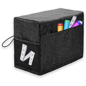Foldable Sewing Machine Dust Cover with Storage Pockets, Universal Sewing Machine Protective Cover Compatible with Most Standard Sewing Machines (Black)