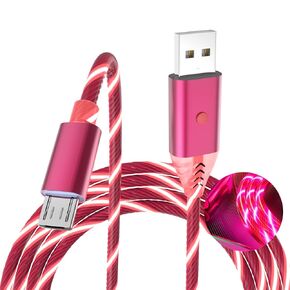 Light Up Micro USB Charging Cable with Switch Compatible with Samsung Galaxy S7/S6/J7, Edge S5, Note 5/4, LG G4, HTC, Moto, Kindle LED Fast Charging Data Sync Cord (Red,6.6ft)