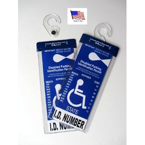 2 MirorTag Silver by JL Safety - Easily Display & Put Away a Handicapped Parking Placard. Strong hook high heat rated. Magnetically snap the holder On & Off. Post diameter 1". 2 included. Made in USA