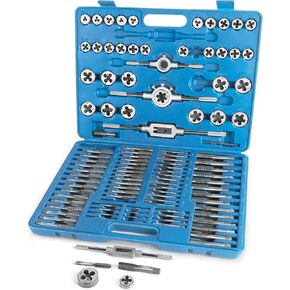 GYZJ Metric Tap and Die Set 𝐌𝟐-𝐌𝟏𝟖 𝟏𝟏𝟎 𝐏𝐂𝐒 Rethreading Kit for Making Screw Threads Bolt Cutter Handle Drill for Cutting External and Internal Thread Threading with Storage Case