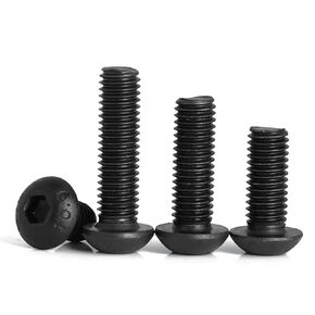 M5-0.8 x 6mm Button Head Socket Cap Screws, 10.9 Grade Alloy Steel, Allen Socket Drive, Black Oxide Finish, Full Thread Quantity 60