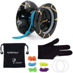 MAGICYOYO N11 Professional Unresponsive Yoyo for Kids Adults, Metal Yo-yo + 5 Yo Yo Strings + Glove+ Pouch, Gold & Black
