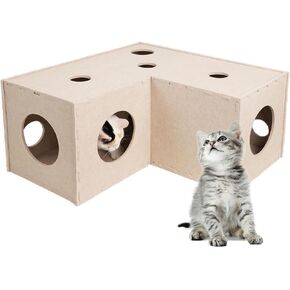 Cat Tunnel, Aberatail Cat Hideaway Tunnels for Indoor Cats, Soft Felt Cat Toy with Interactive Peek Hole, Cat Cave and Cube for Small Medium Large Cats