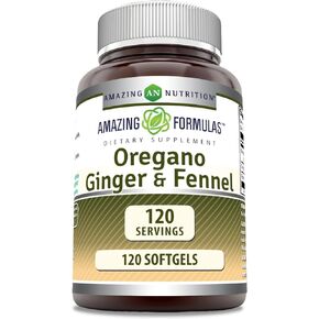 Amazing Formulas Oregano Oil with Ginger & Fennel Supplement | 120 Softgels | Non-GMO | Gluten-Free | Made in USA