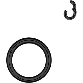 ZS Hinged Segment Clicker PA Ring Spring Action BCR Rings, 2G 4G 6G 8G 10G 12G Black Septum Nose Rings, Surgical Steel Pierced Body Jewelry for Men Women