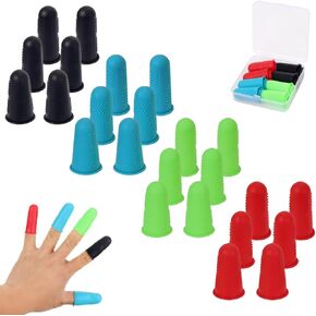 Finger Protectors Hot Glue Gun Silicone Finger Protectors,24 Pieces 3 Sizes 4 Color Silicone Thimble Fingers Guard Tips Caps for Your Multiple Uses