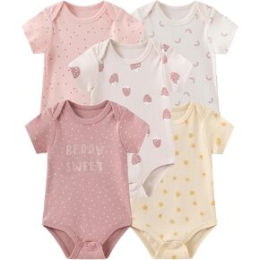ZAV Unisex Short Sleeve Baby Boy Girl Bodysuits 5-pack Cotton Cartoon Baby Clothes Soft Infant Outfits Baby Shower Gifts in Kuwait