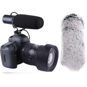 Nicama 3.5mm Cardioid Condenser Interview Microphone with Windscreen Muff for DSLR Camera Nikon Canon Sony Mirrorless Camera DV Camcorder