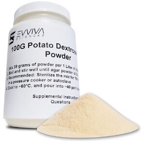 Potato Dextrose Agar Powder 100 Grams - Evviva Sciences - Makes 100-125 Premium Agar Petri Dishes - Premium Performance - Excellent for Mold & Fungus - Great for Mushrooms & Science Projects
