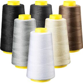 BBTO 6 Rolls 3000 Yard Each Serger Thread Cones Spool Thread for Sewing Sewing Machine Thread Polyester Thread for Serger Overlock Quilting Sewing Machine